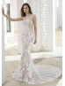 Beaded Square Neck Ivory Lace Tulle Sexy Wedding Dress